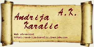 Andrija Karalić vizit kartica